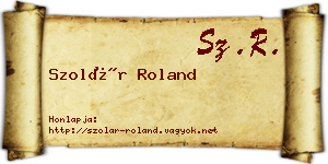 Szolár Roland névjegykártya